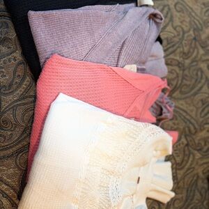 Set of 4 Free People waffle shirts.  All size Small!